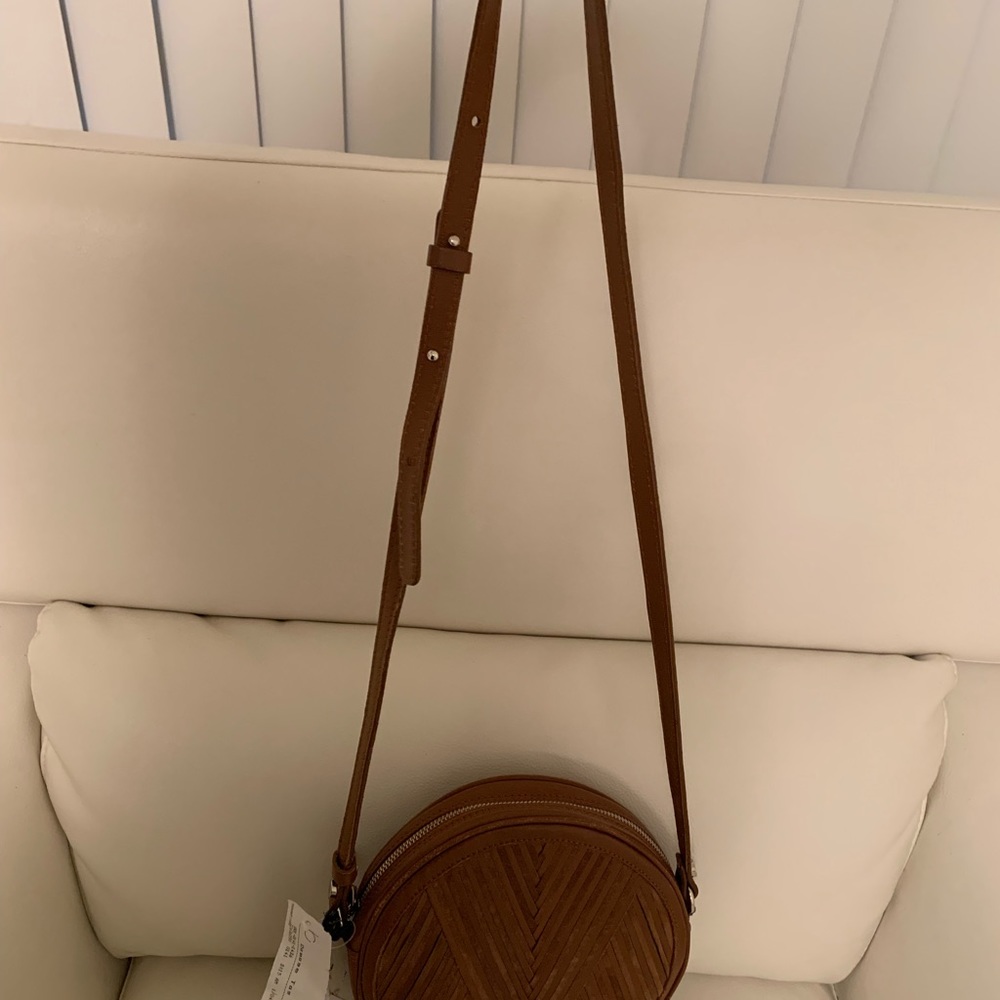 Lili Radu Circle Suede “V” Bag in Cognac
